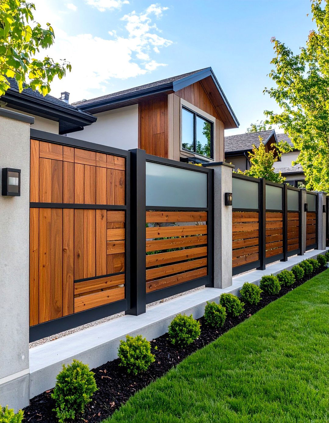 The Mixed Material Fence Design - 30 backyard fence ideas