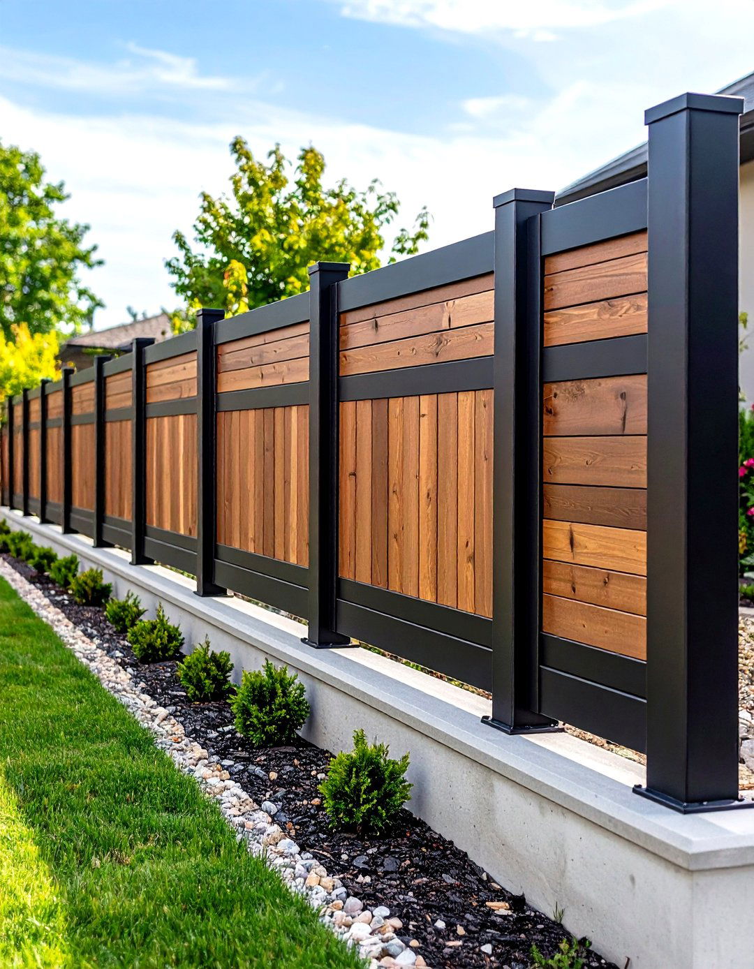 The Mixed Material Modern Fence - 30 front yard fencing ideas