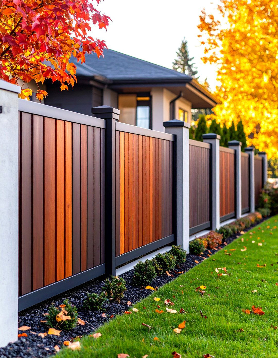 The Mixed Material Modern Fence - 30 front yard fence ideas
