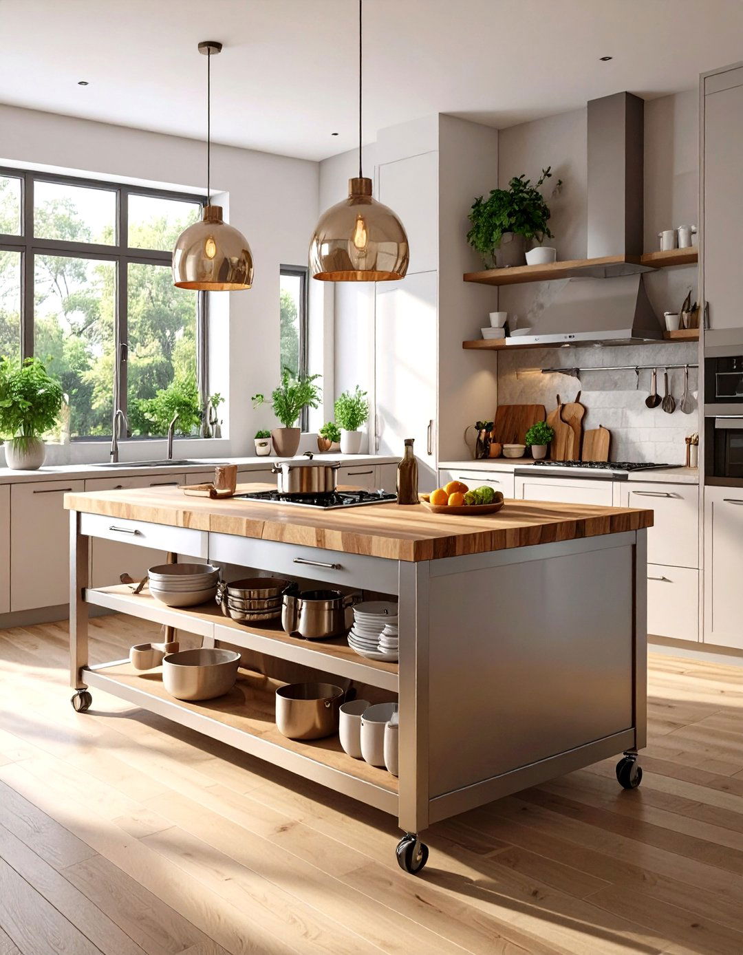 The Mobile Kitchen Island on Casters - 30 modern kitchen island ideas