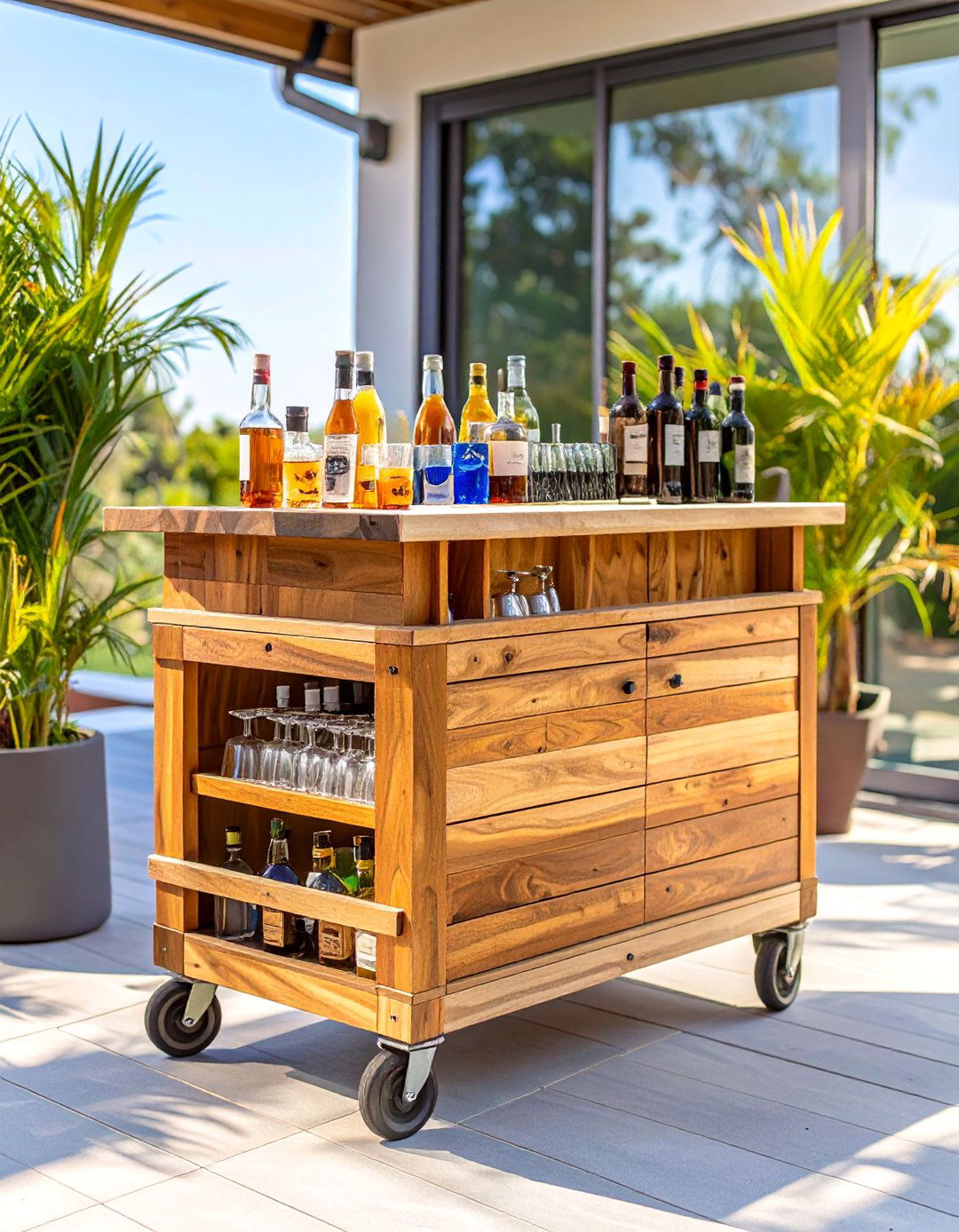 The Mobile Rolling Deck Bar Cart - 30 deck bar ideas