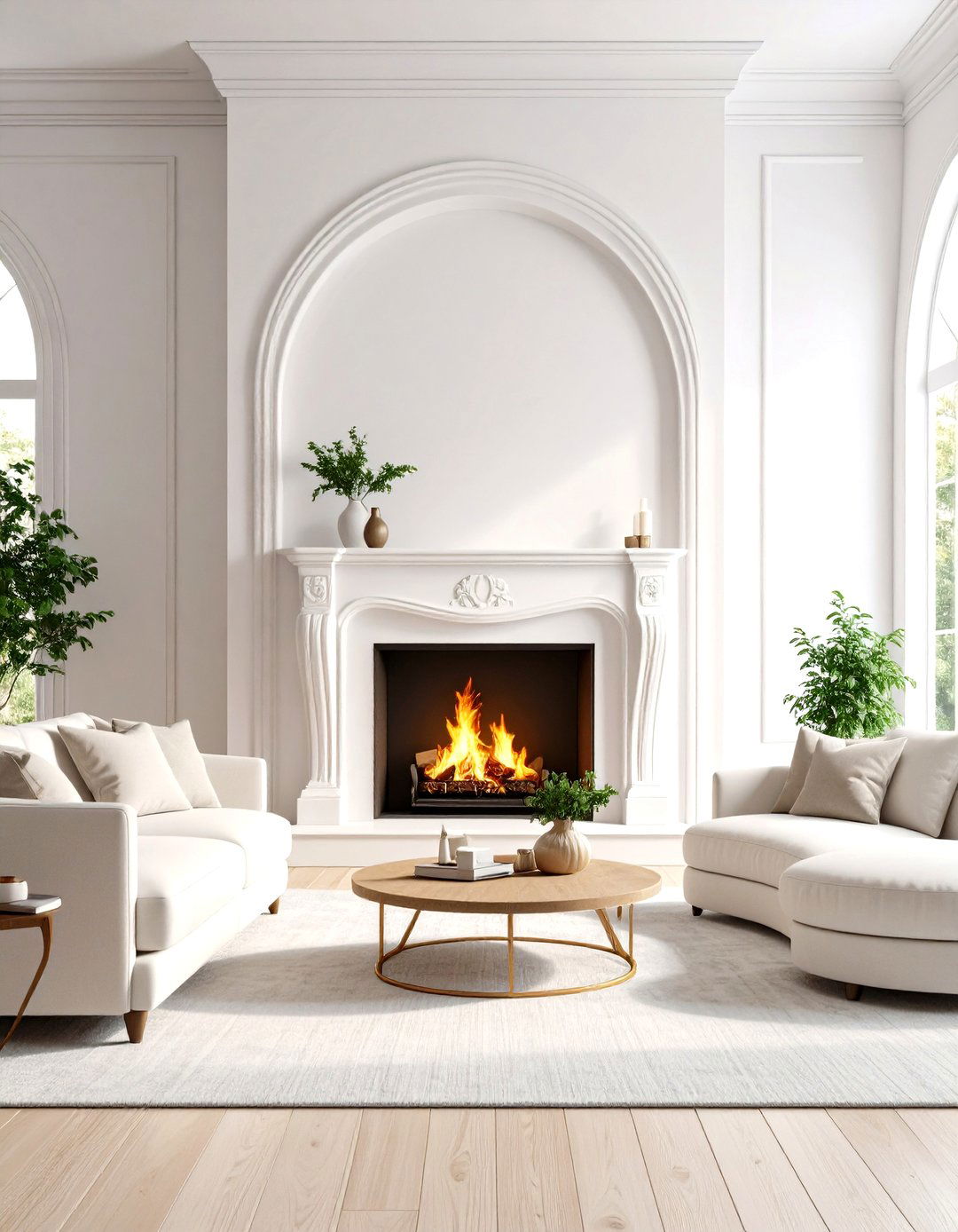 The Modern Arch Fireplace - 30 living room modern fireplace ideas