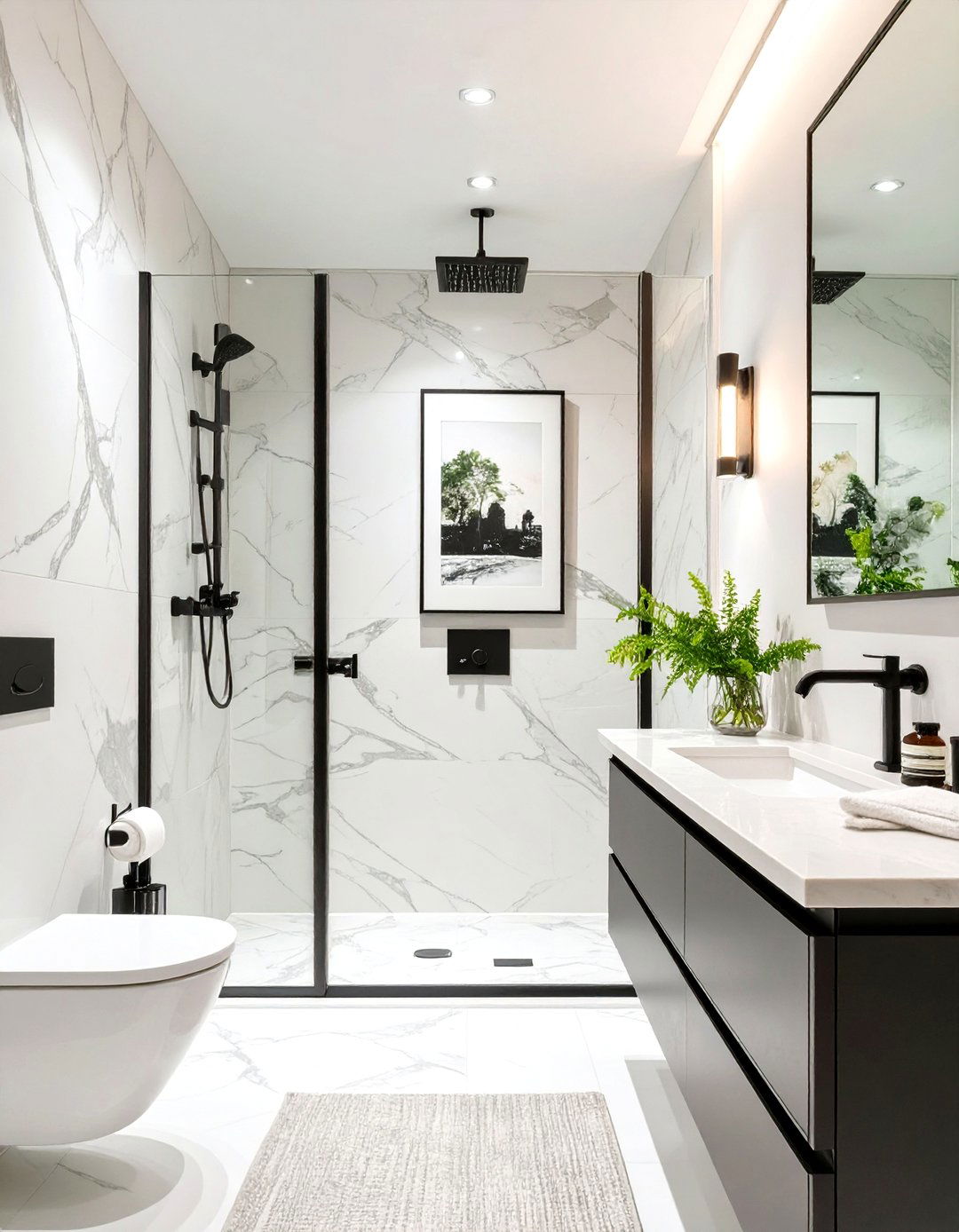 The Modern Bathroom with Marble Details - 30 modern french interior design ideas