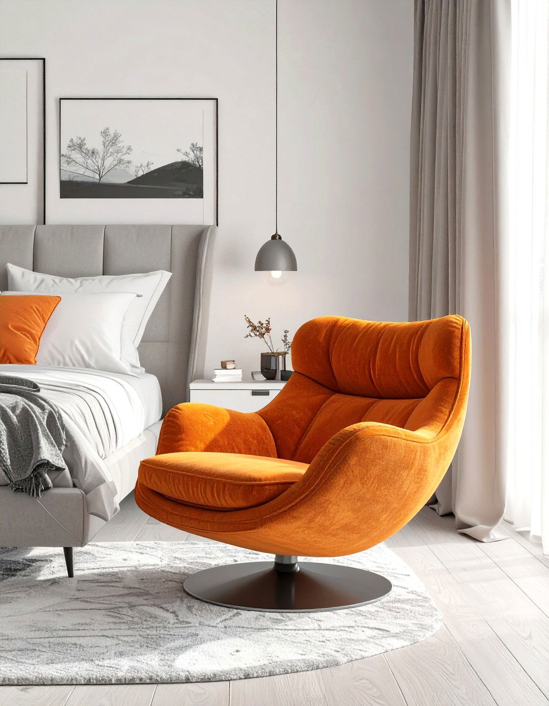 The Modern Bedroom Swivel Chair - 30 bedroom seating ideas