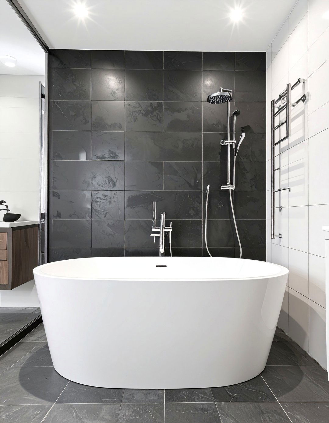 The Modern Black and White Bathtub Shower - 30 bathtub shower combo ideas
