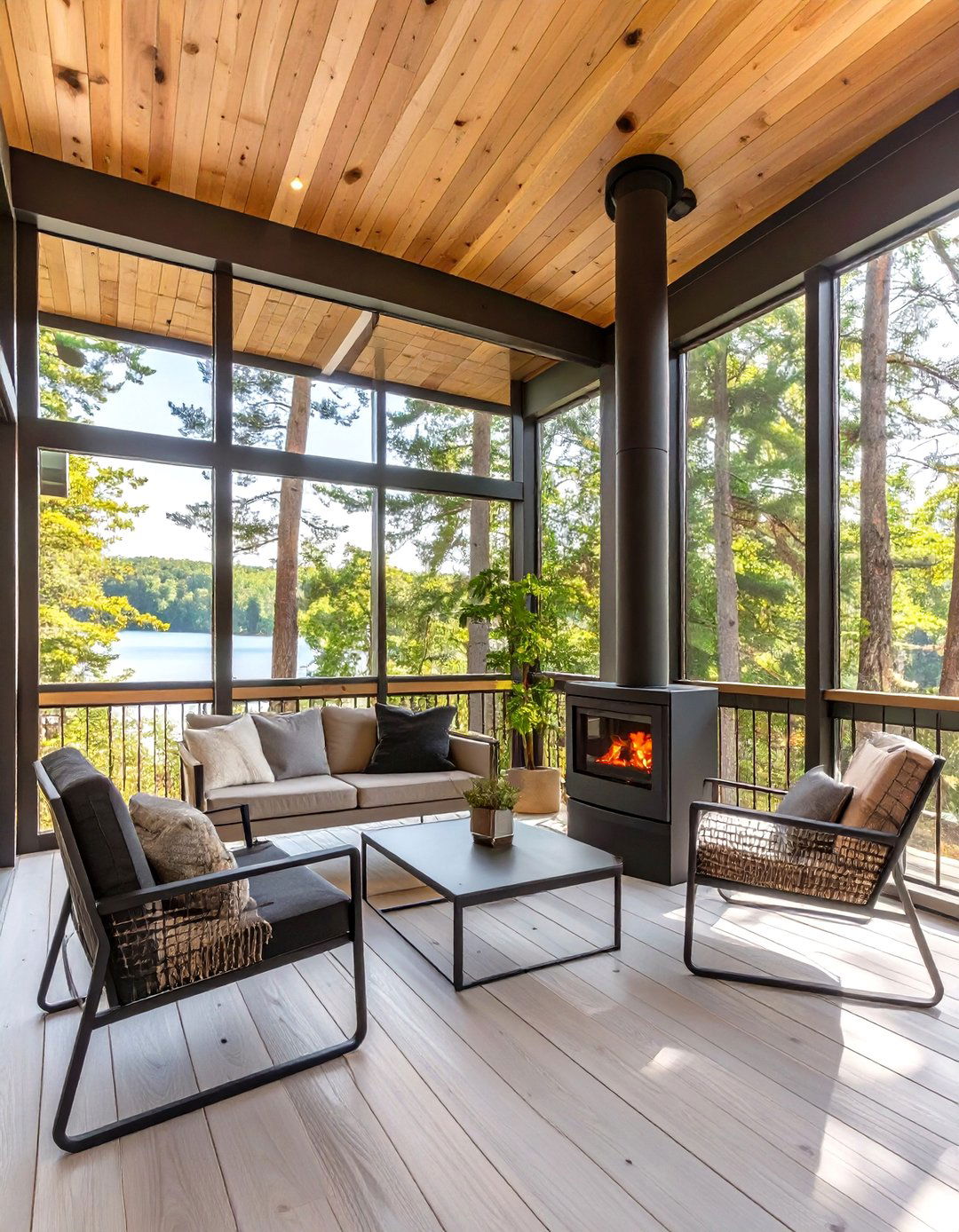 The Modern Cabin Porch - 30 modern screened in porch ideas