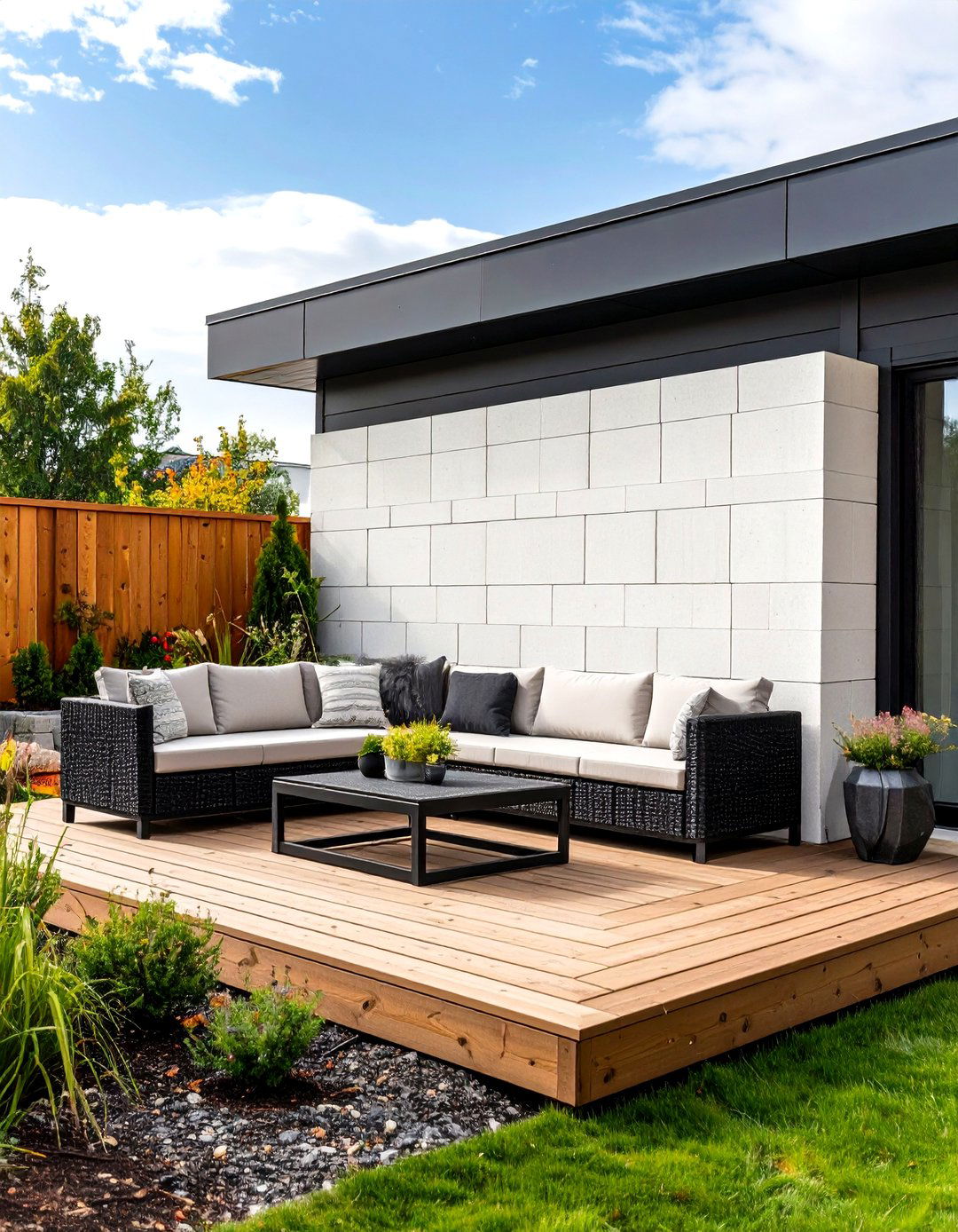 The Modern Cinder Block Wall - 30 deck privacy ideas