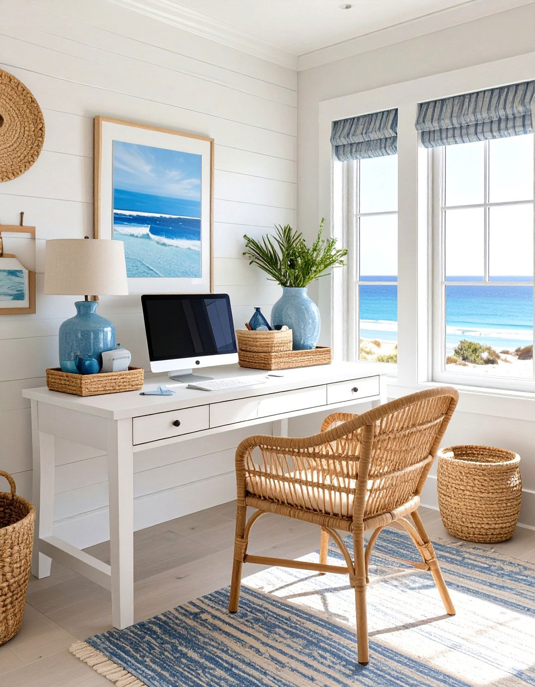 The Modern Coastal Home Office - 30 home office organization ideas