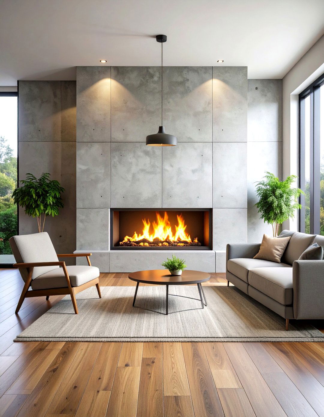 The Modern Concrete Living Room Fireplace - 30 living room fireplace ideas