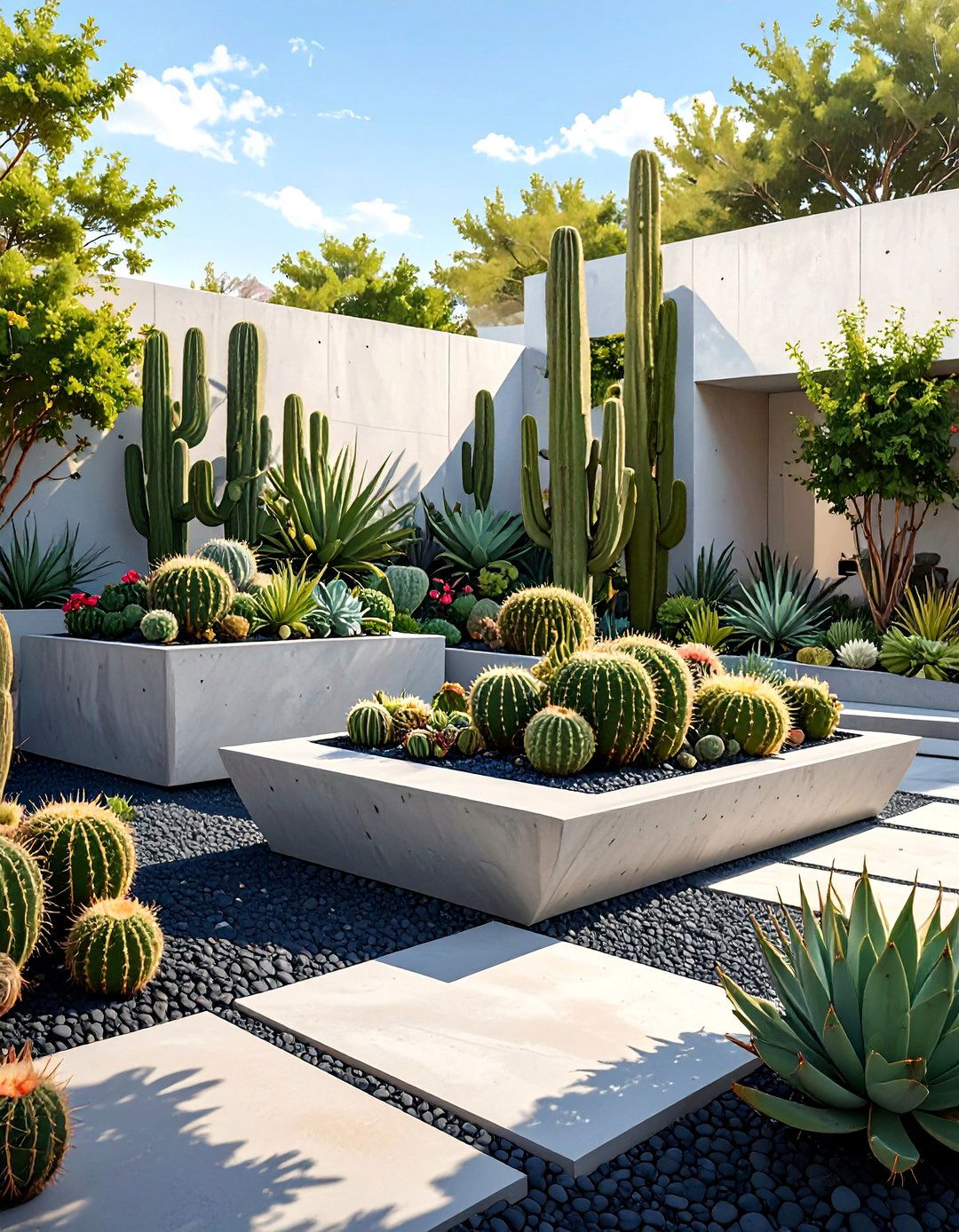 The Modern Concrete Planter Garden - 30 cactus garden ideas
