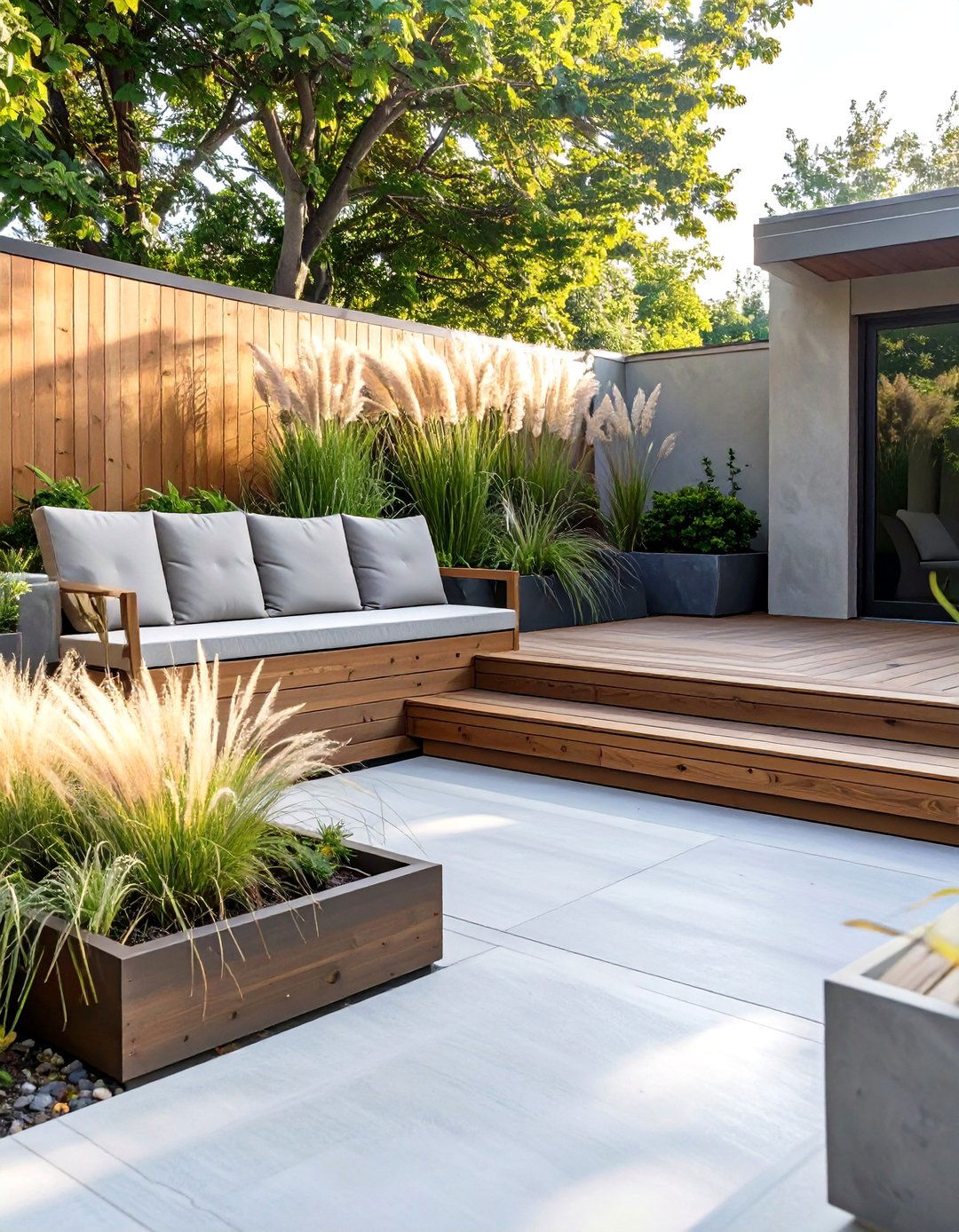 The Modern Concrete and Wood Design - 30 no grass backyard ideas