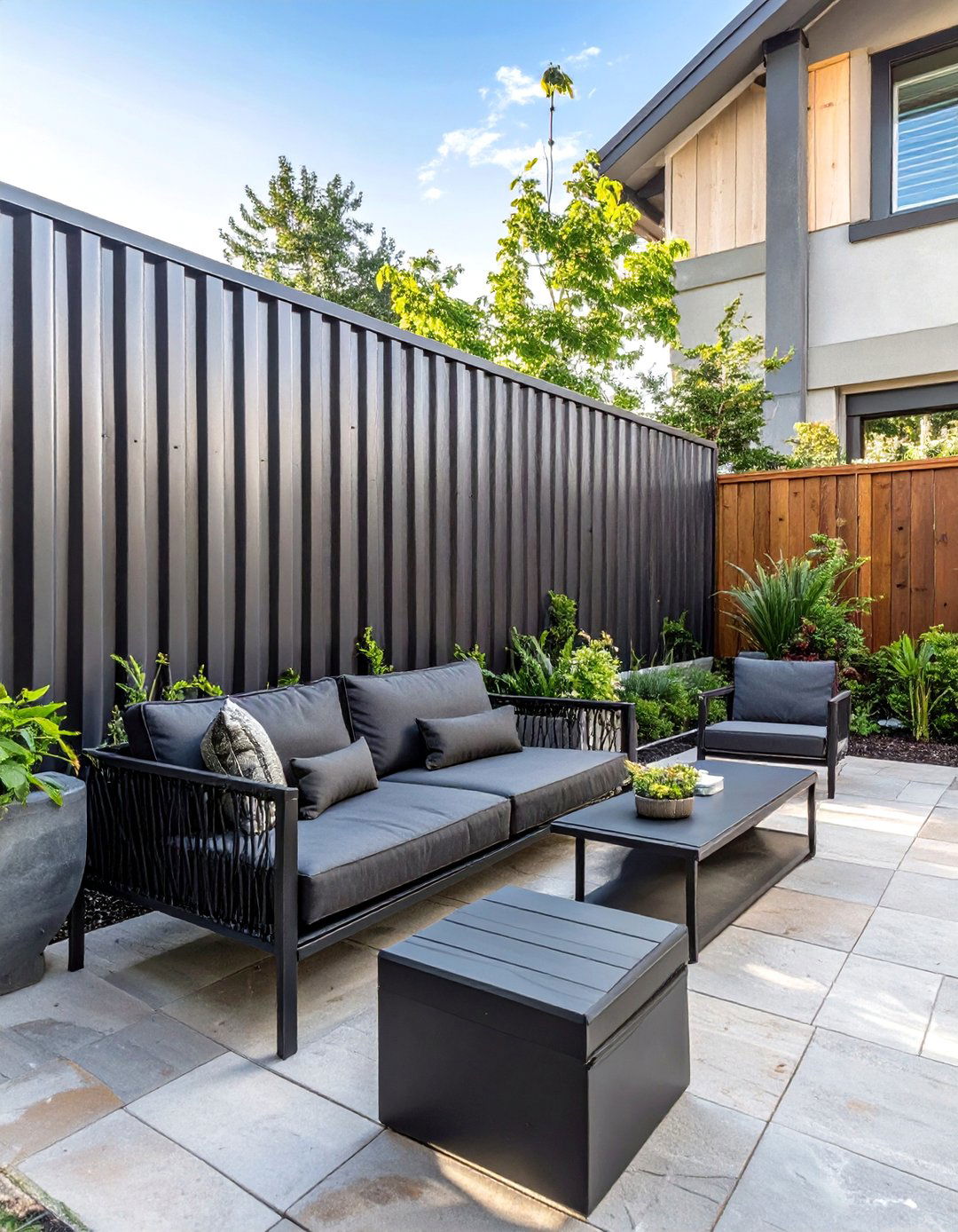 The Modern Corrugated Metal Fence - 30 backyard privacy fence ideas