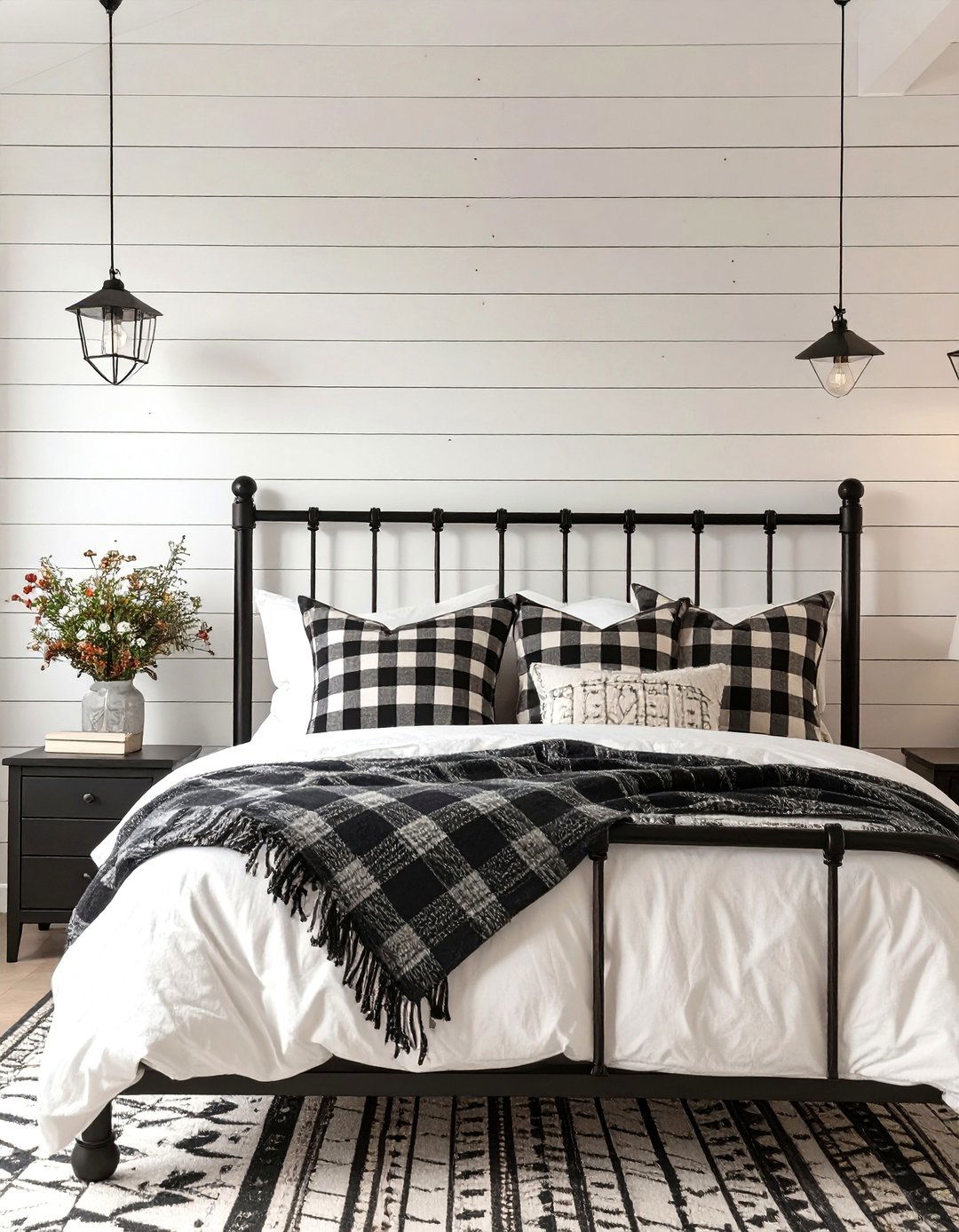 The Modern Farmhouse Black and White Bedroom - 30 black and white bedroom ideas