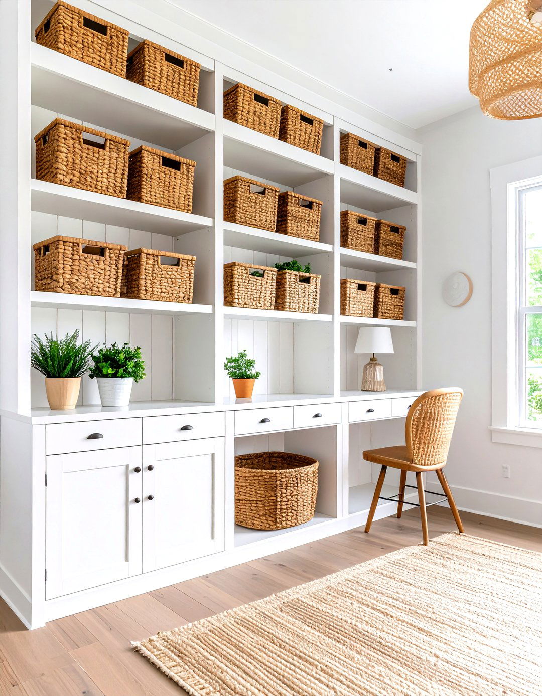 The Modern Farmhouse Built In with Shiplap - 30 home office storage ideas