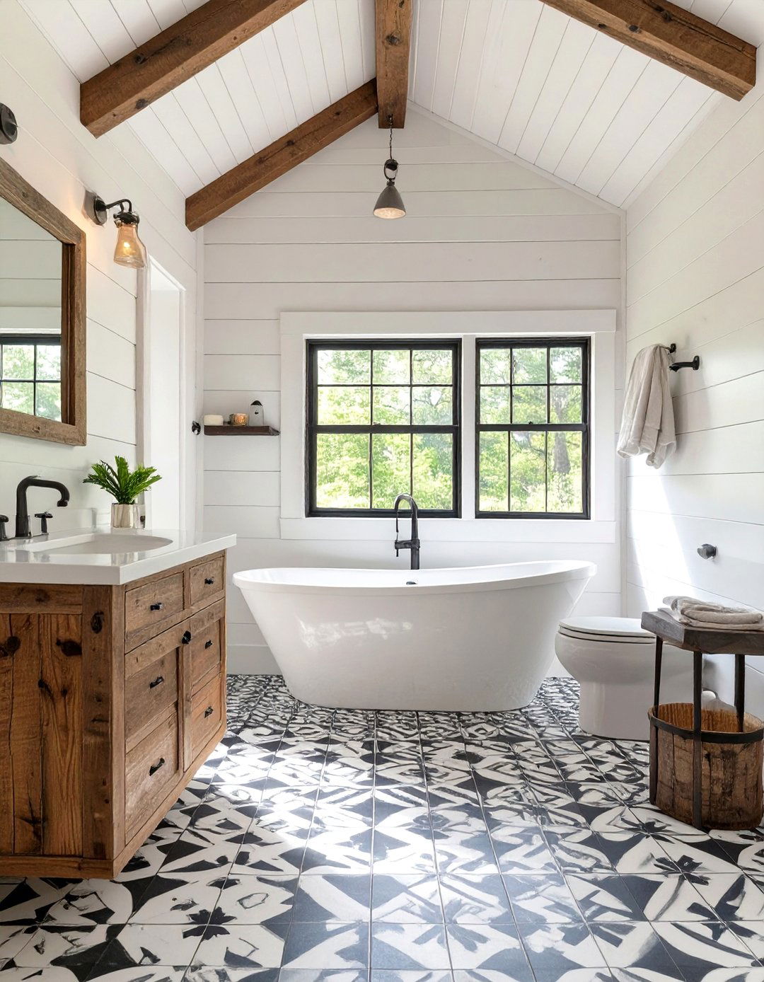The Modern Farmhouse Cabin Bathroom - 30 cabin bathroom ideas