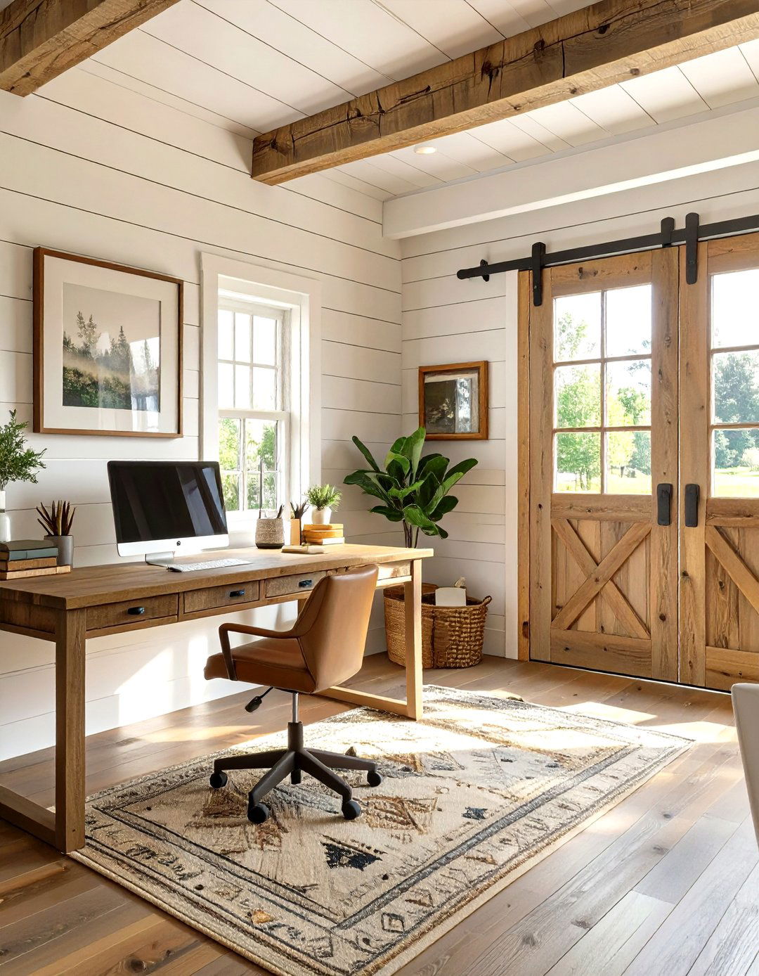 The Modern Farmhouse Home Office - 30 mens home office ideas