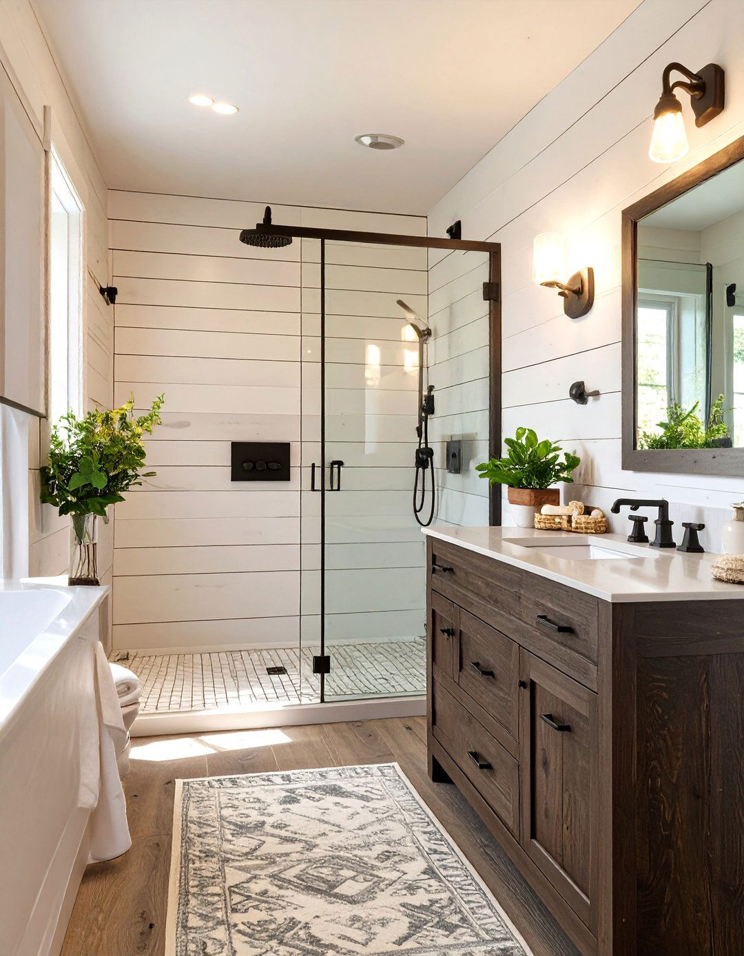The Modern Farmhouse Rustic Bathroom - 30 bathroom layout ideas