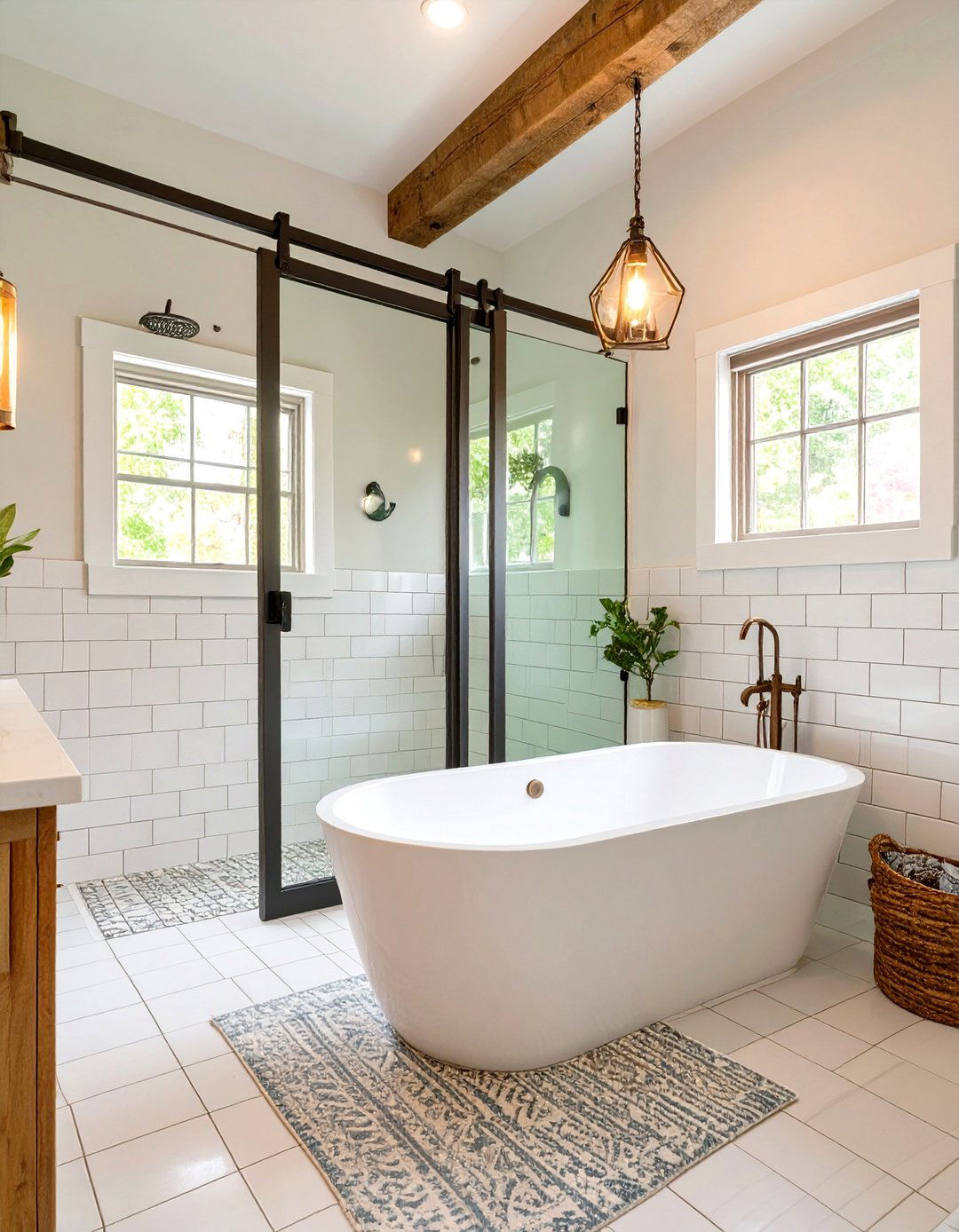 The Modern Farmhouse Tub Combo - 30 bathtub shower combo ideas for small bathrooms