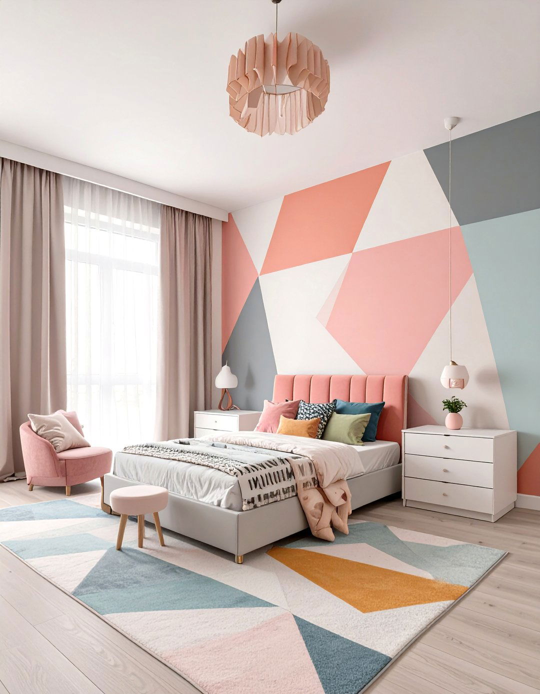 The Modern Geometric Girls Room - 30 girls room decor ideas