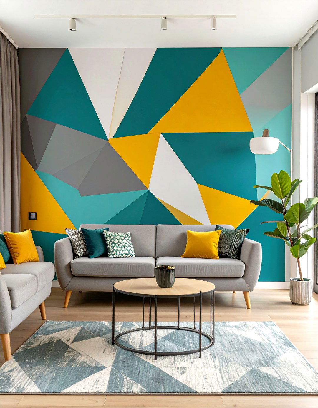 The Modern Geometric Mural Wall - 30 ideas for wall decor