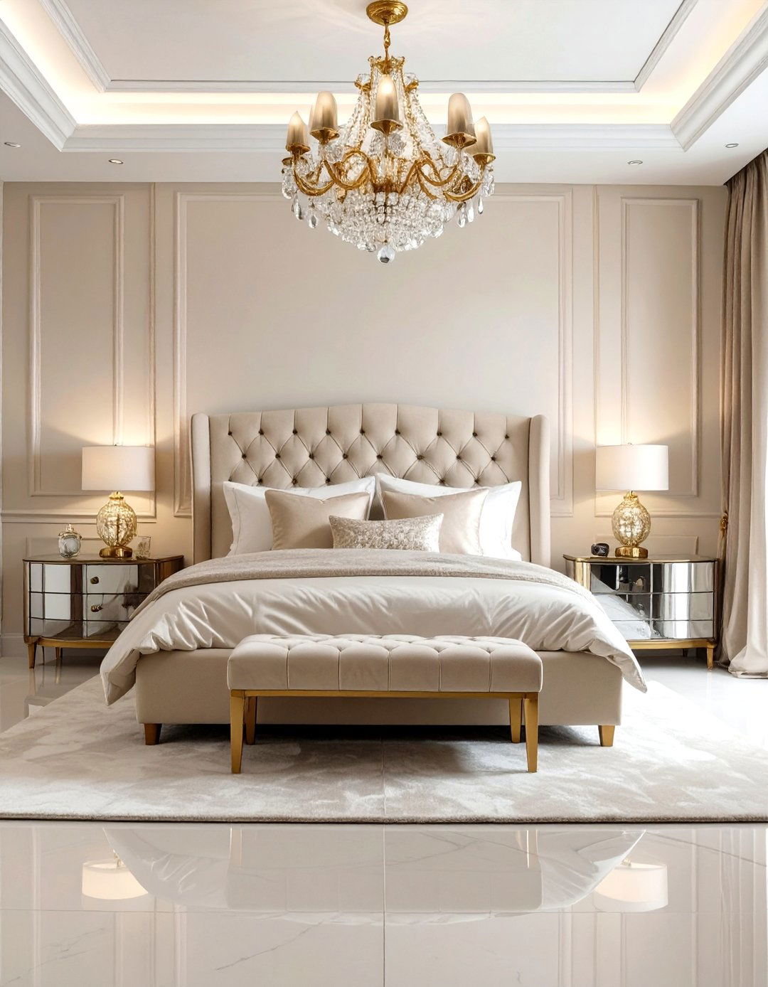 The Modern Glam Cream Bedroom - 30 cream bedroom ideas