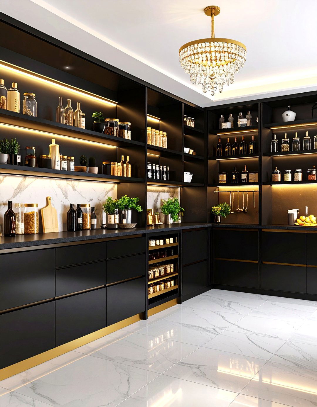 The Modern Glam Kitchen Pantry - 30 kitchen pantry organization ideas