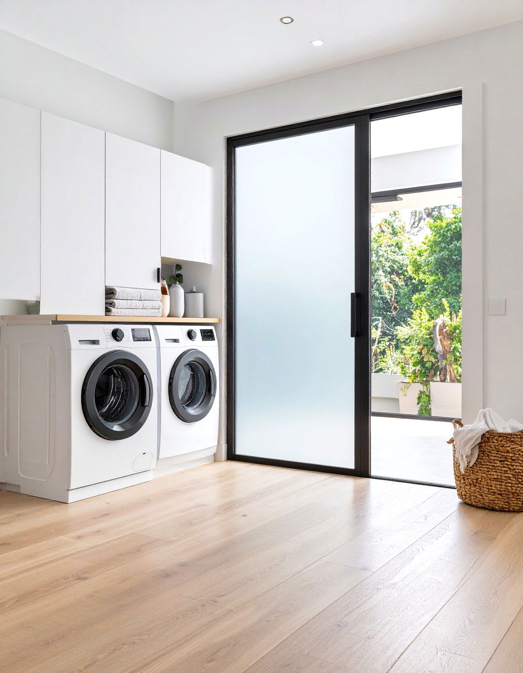 The Modern Glass Panel Door - 30 laundry door ideas