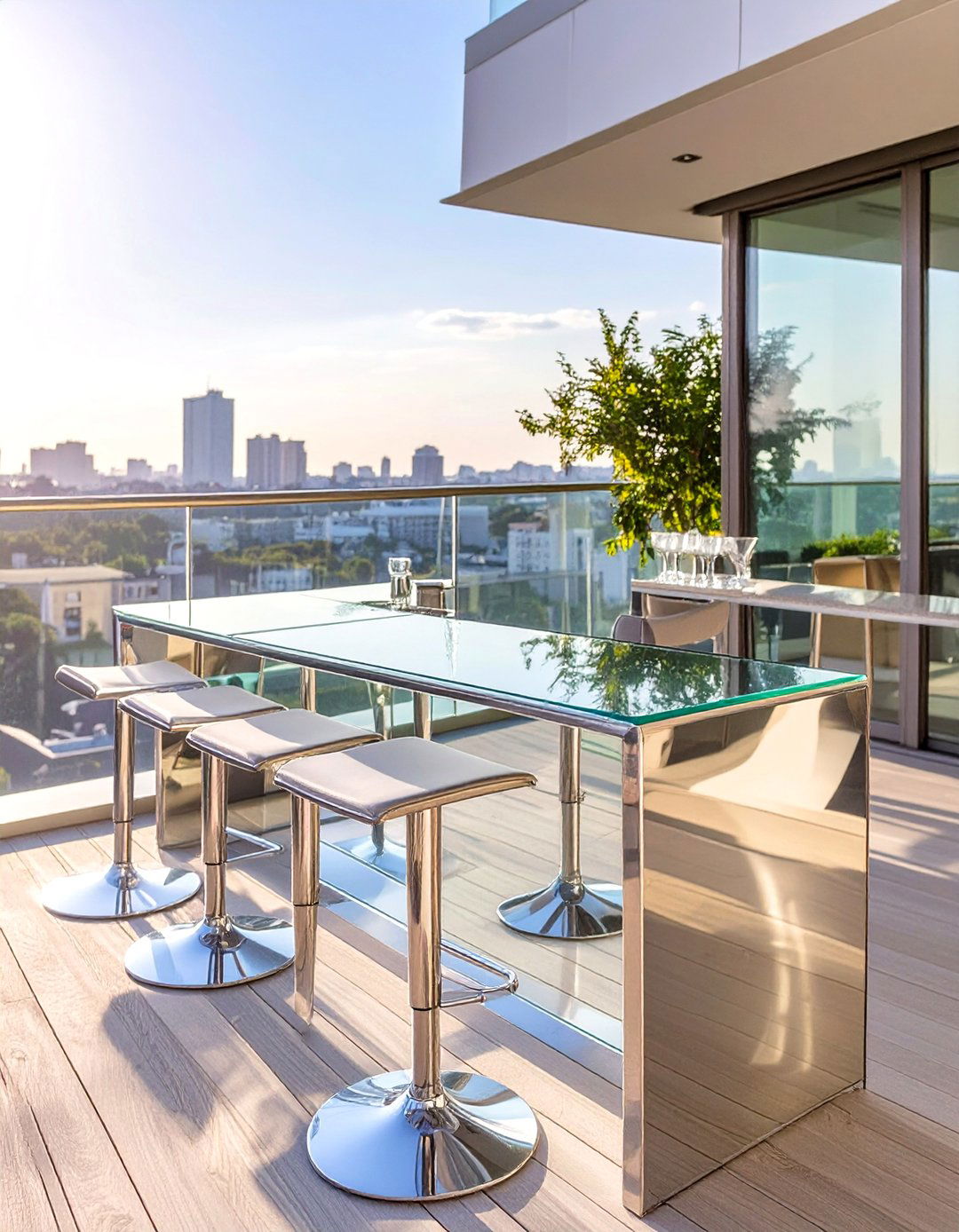 The Modern Glass and Chrome Deck Bar - 30 deck bar ideas
