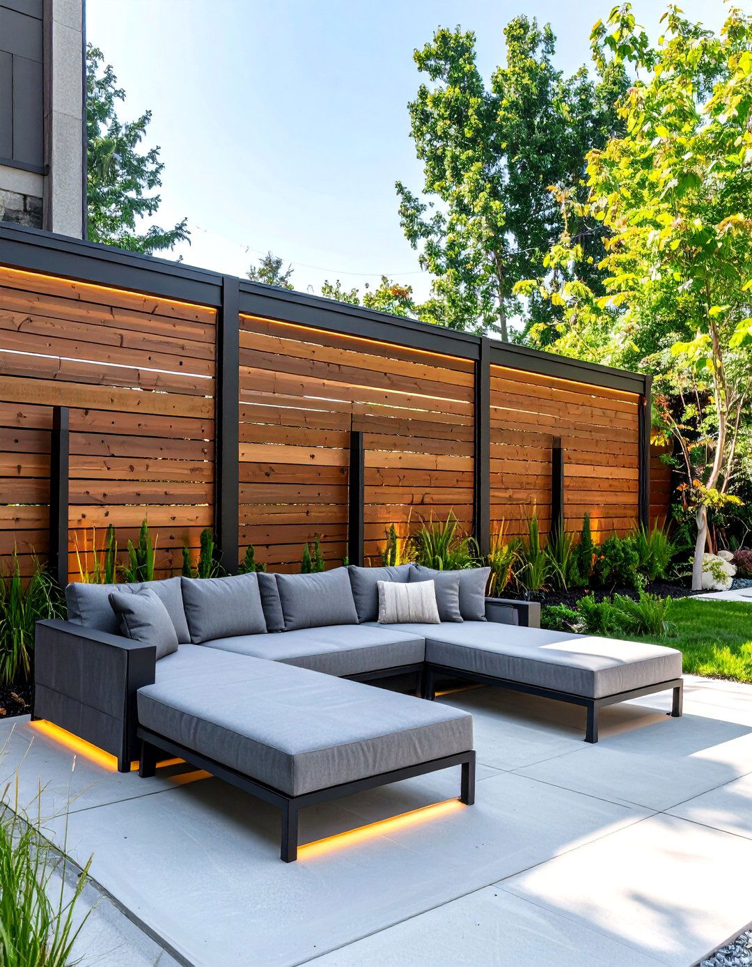 The Modern Horizontal Slat Fence - 30 backyard privacy ideas