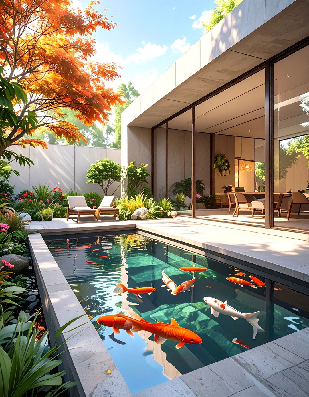 The Modern Koi Pond with Viewing Window - 30 backyard pond ideas