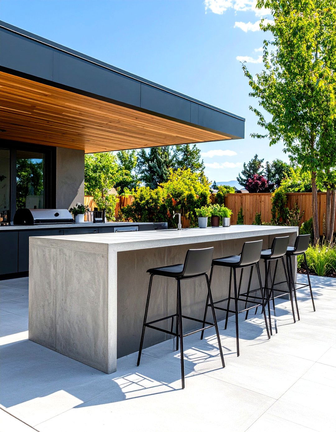 The Modern Minimalist Concrete Bar - 30 backyard bar ideas