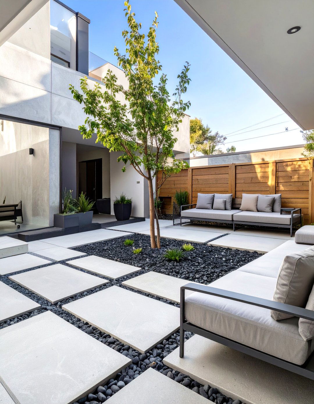 The Modern Minimalist Concrete Patio - 30 backyard patio landscaping ideas