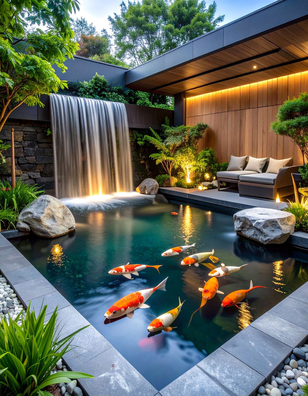 The Modern Minimalist Koi Pond - 30 backyard koi pond ideas