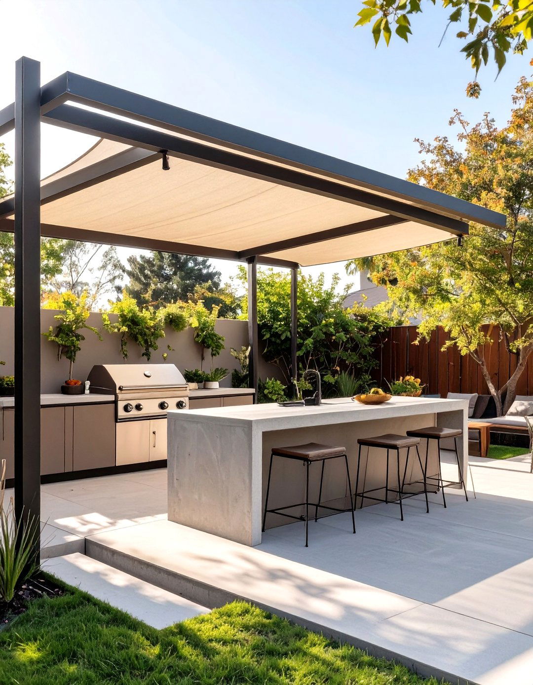 The Modern Minimalist Metal Frame - 30 inexpensive covered outdoor kitchen ideas