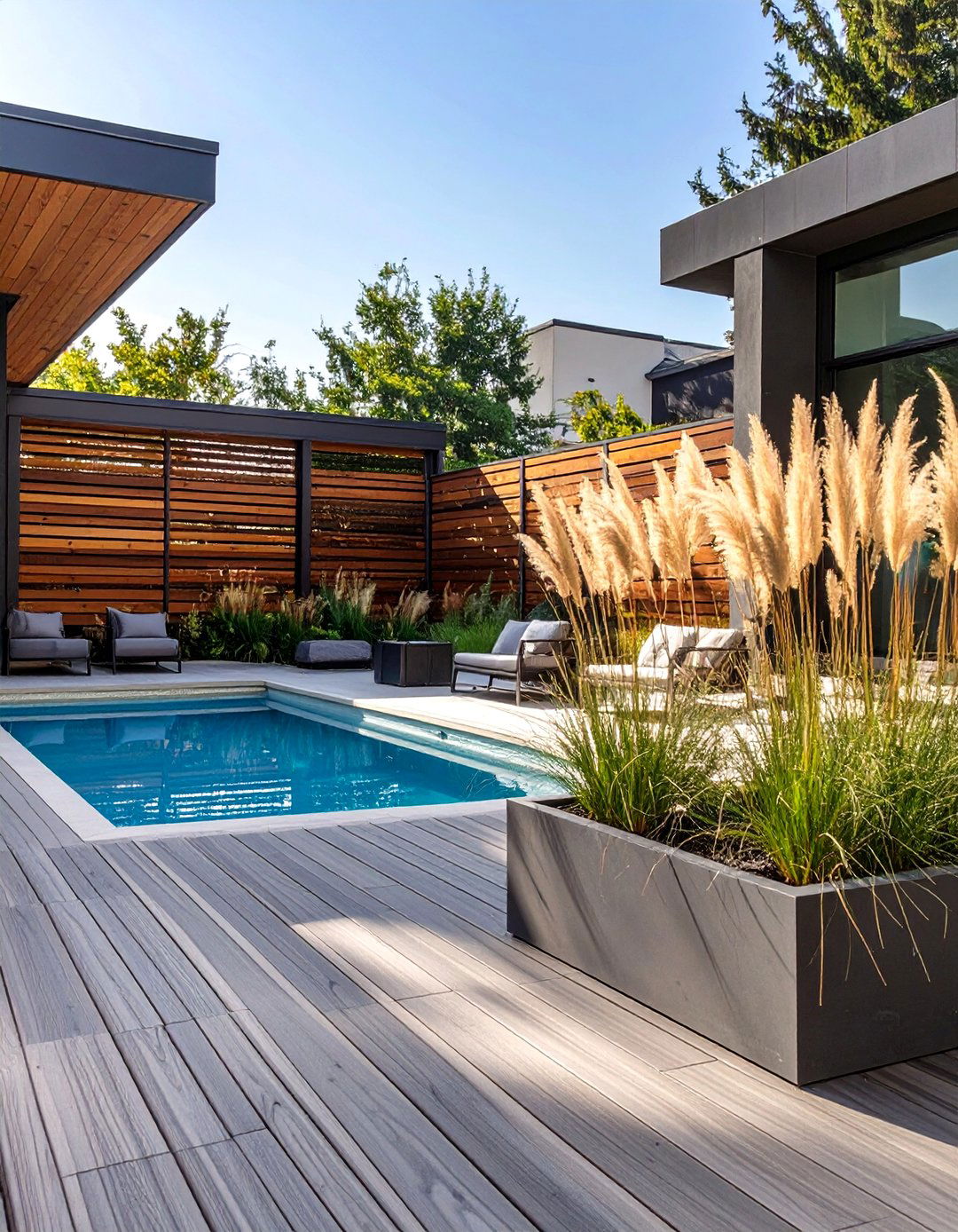 The Modern Minimalist Pool Deck - 30 above ground pool landscaping ideas