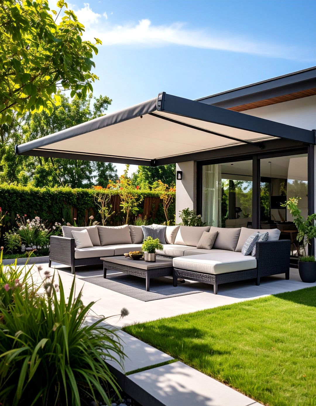 The Modern Minimalist Retractable Awning - 30 backyard awning ideas