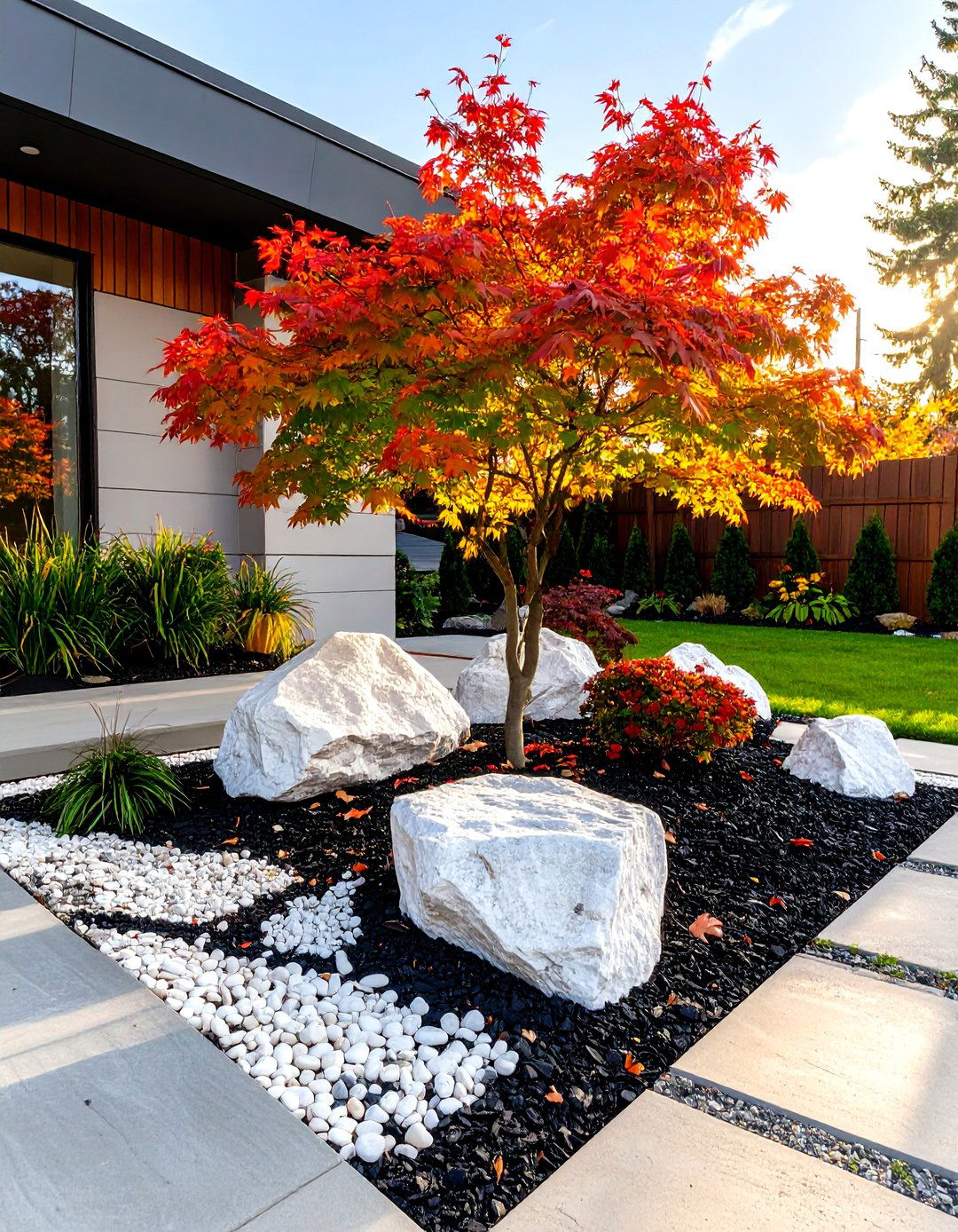 The Modern Minimalist Rock Garden - 30 low maintenance front yard landscaping ideas with rocks and mulch