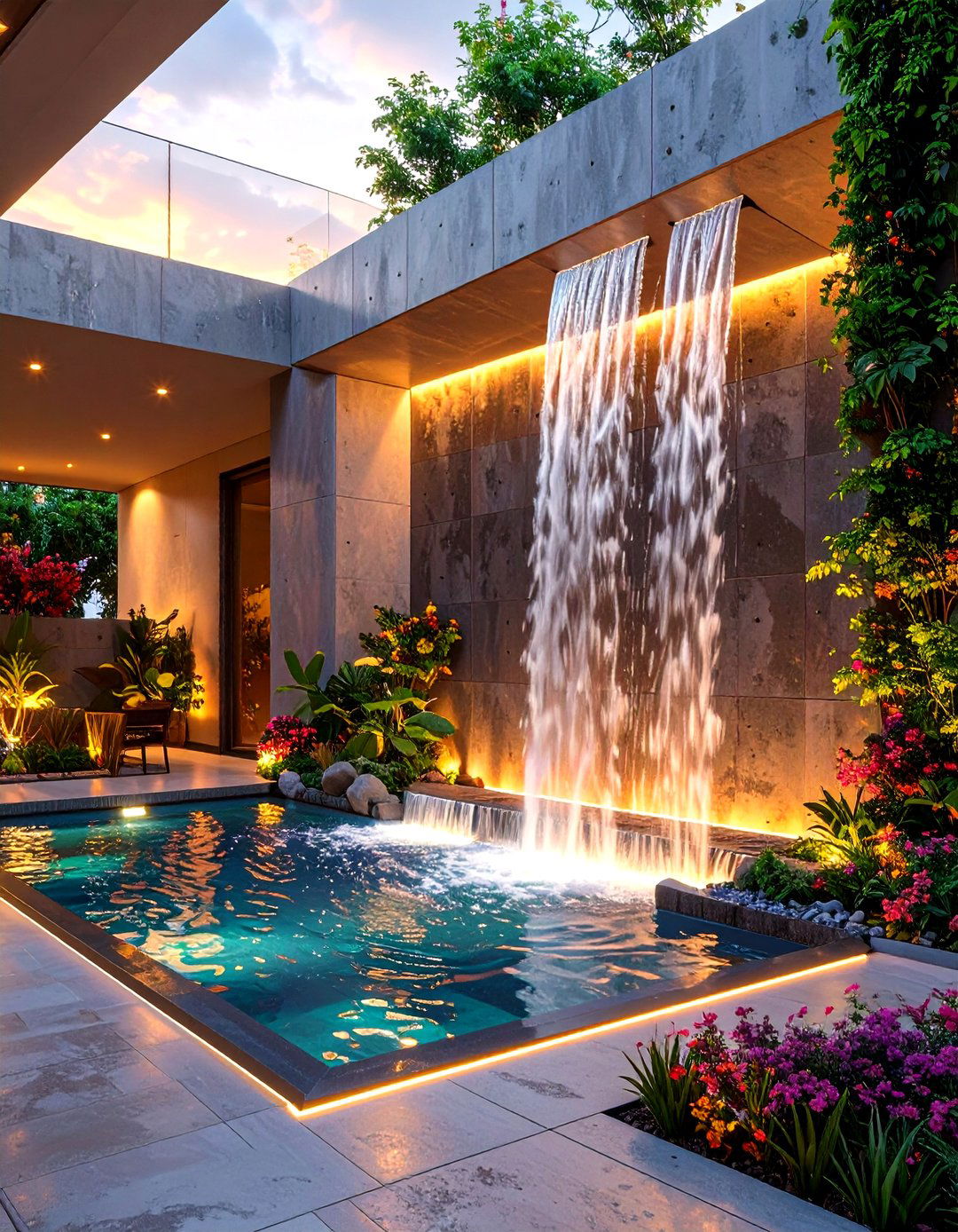 The Modern Minimalist Waterfall Wall - 30 ai waterfall garden ideas