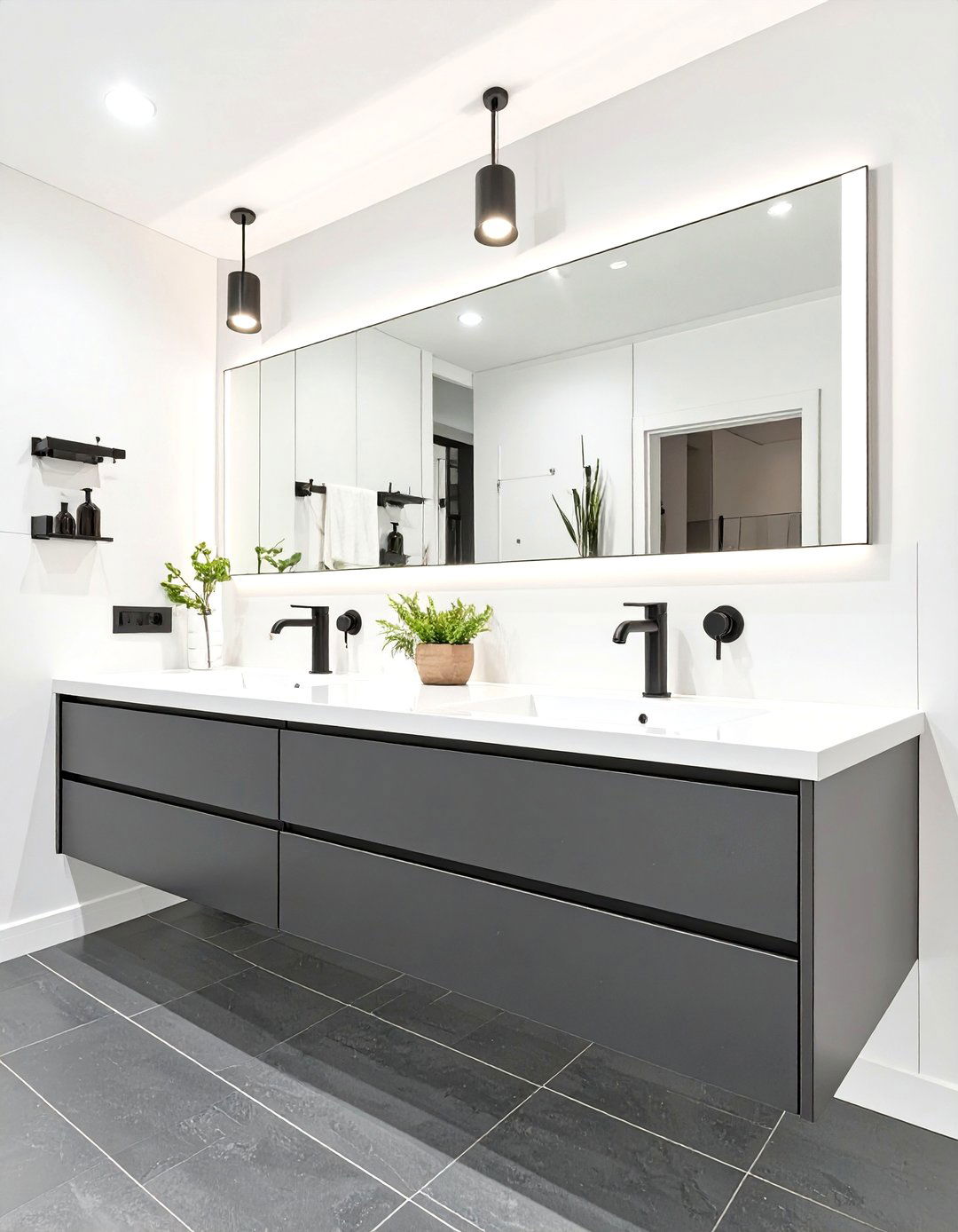 The Modern Monochromatic Bathroom Design - 30 double sink bathroom ideas
