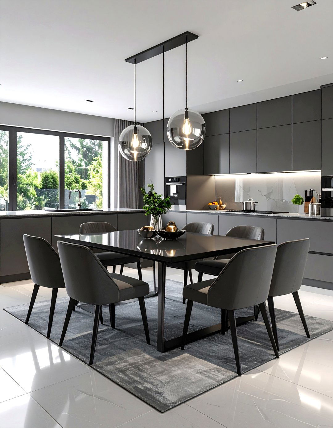 The Modern Monochromatic Kitchen Dining Zone - 30 eat in kitchen ideas