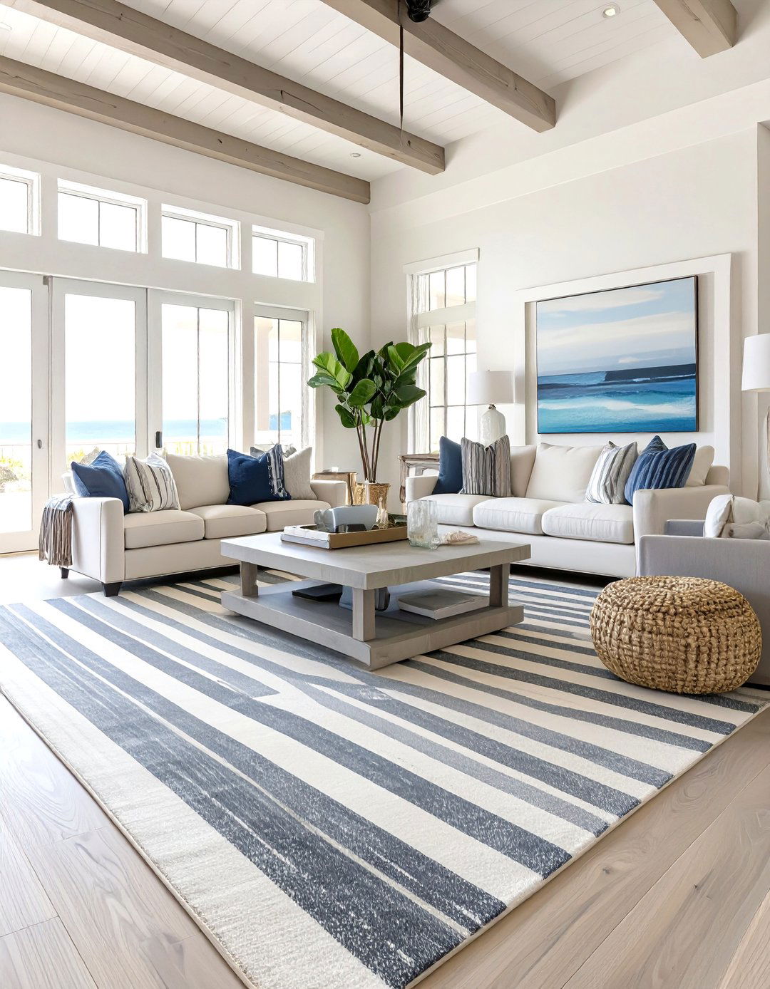 The Modern Nautical Stripes Living Room - 30 modern coastal living room ideas
