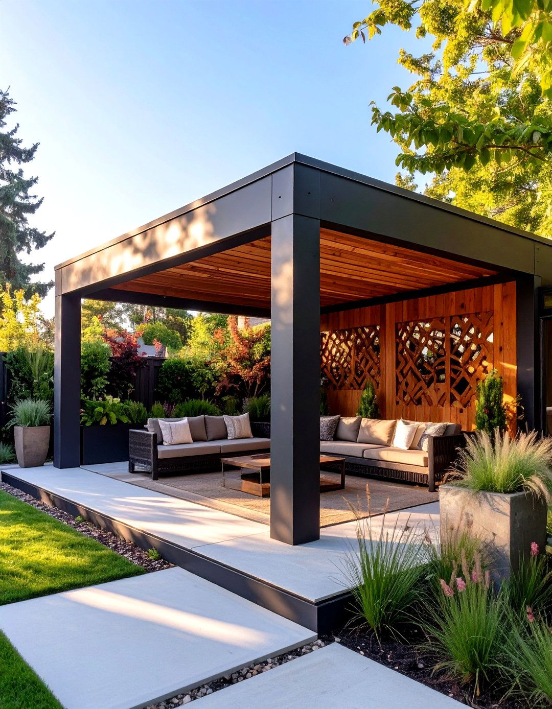 The Modern Plywood Panel Shelter - 30 inexpensive covered patio ideas