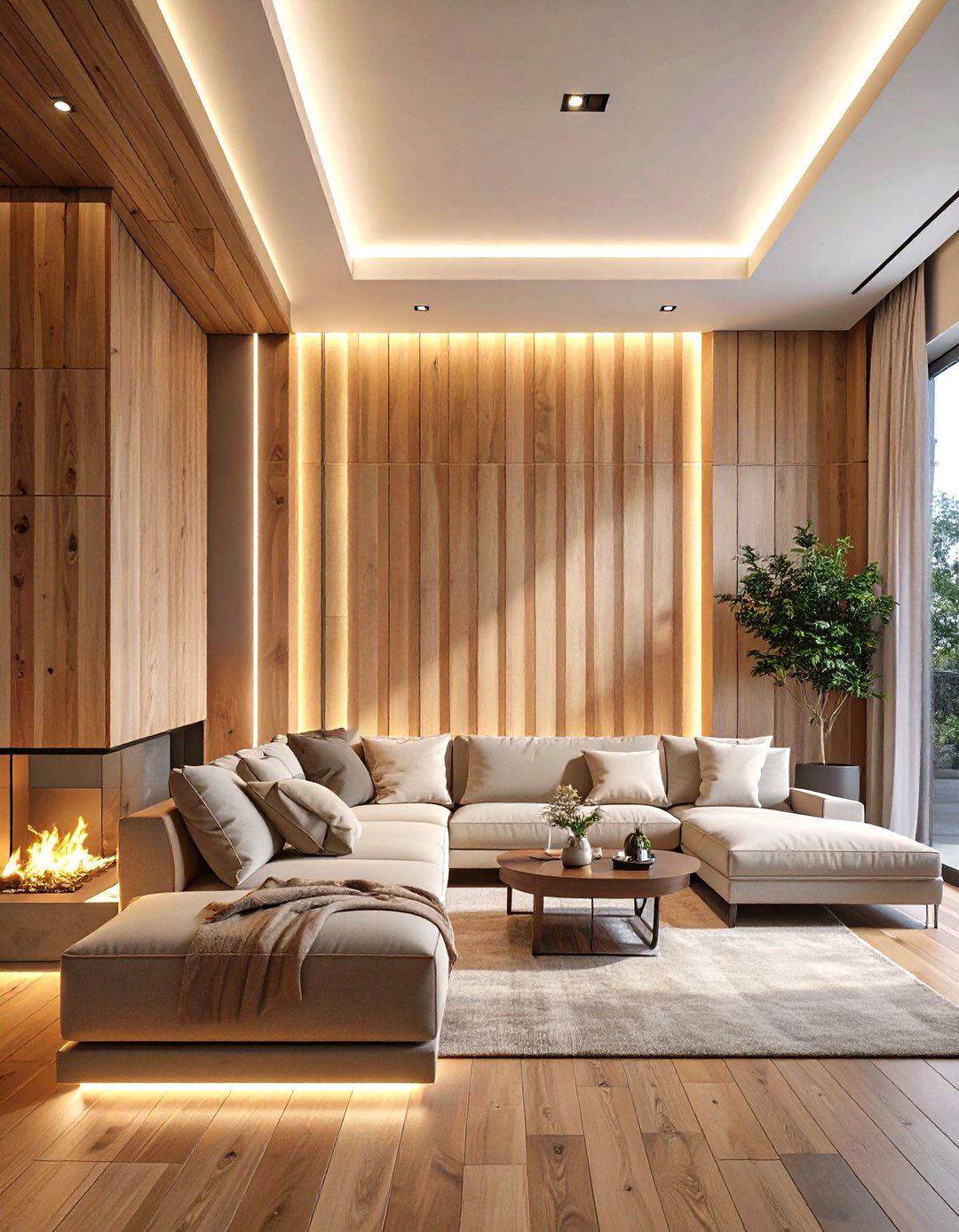 The Modern Slat Wood Wall Panel - 30 man cave wall ideas