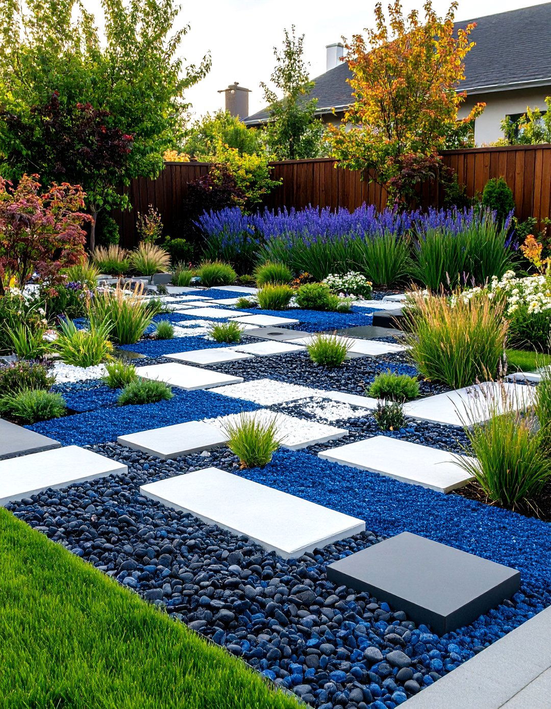 The Mondrian Inspired Block Garden - 30 front yard landscaping ideas modern rock garden ideas