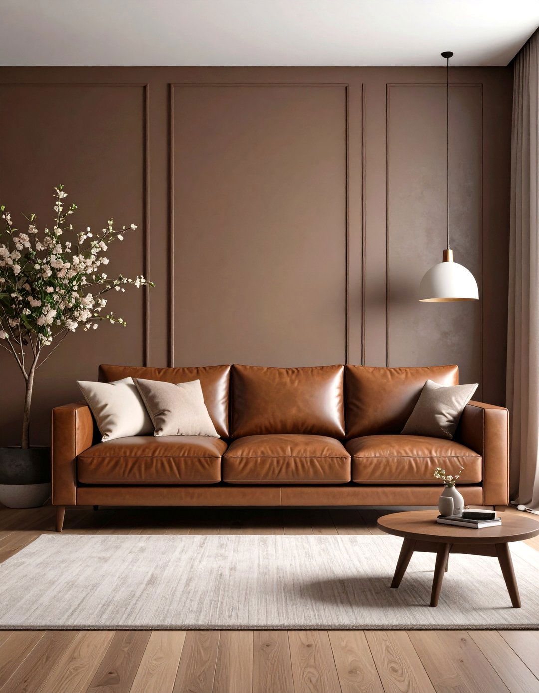 The Monochromatic Brown Living Room - 30 leather couch living room ideas