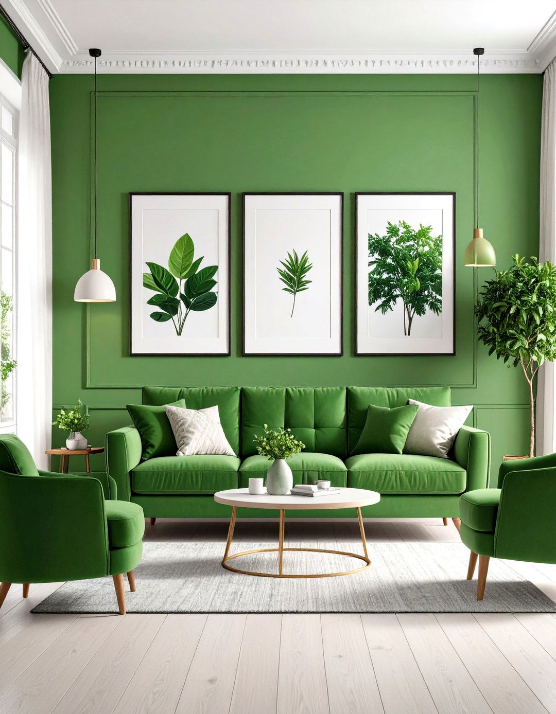 The Monochromatic Color Photo Wall - 30 living room photo wall ideas