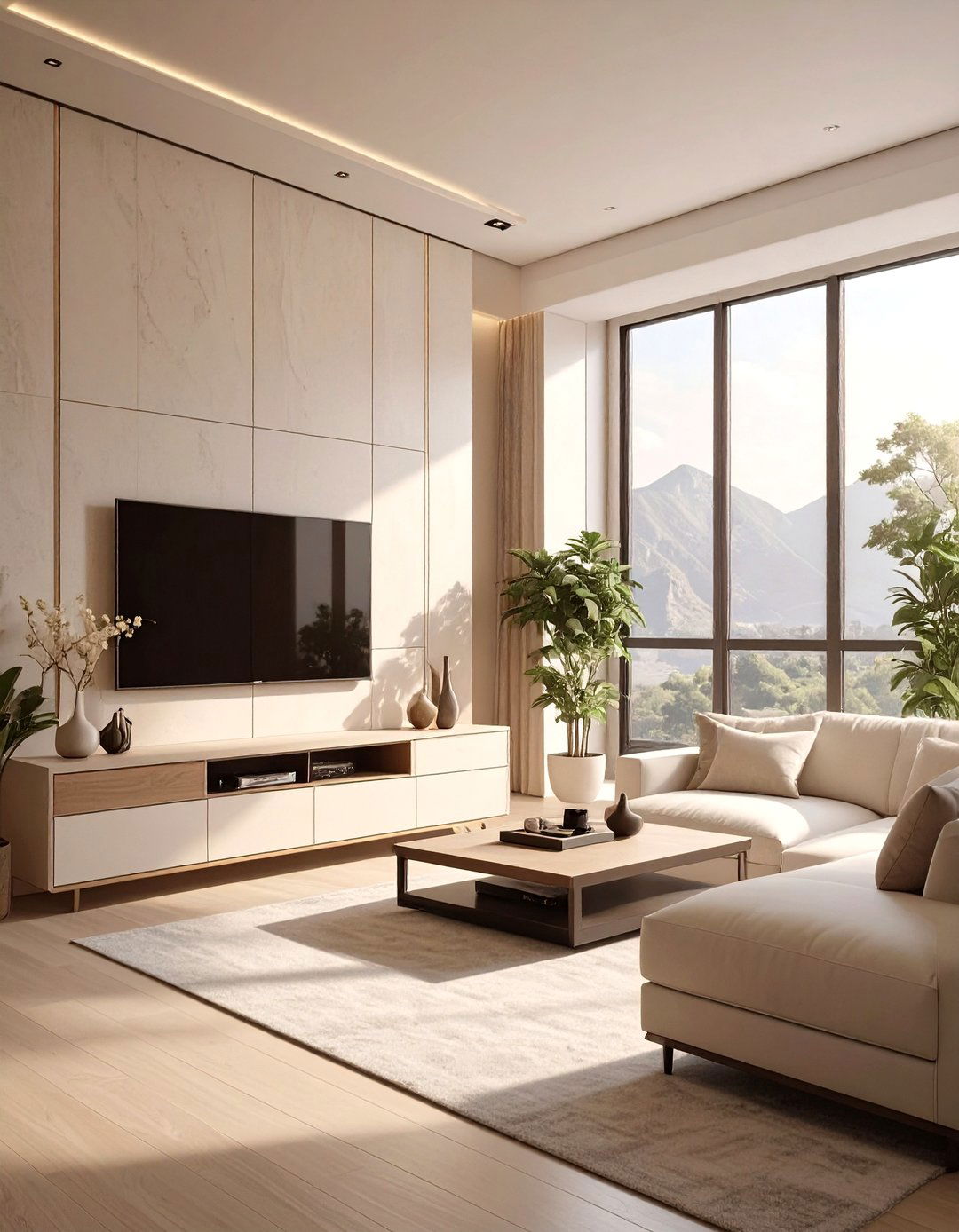The Monochromatic Color Scheme - 30 narrow living room ideas with tv