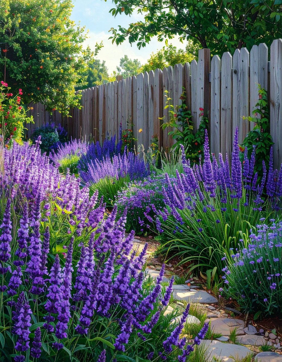 The Monochromatic Color Scheme - 30 along fence simple backyard landscaping ideas