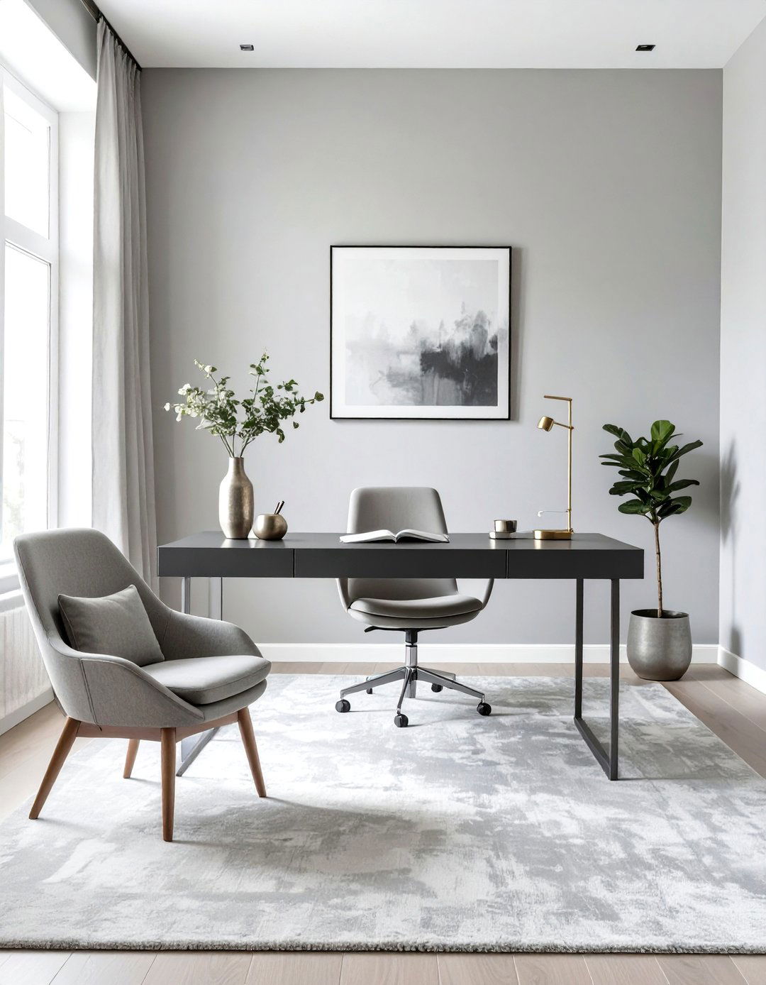 The Monochromatic Elegance Office Room - 30 office room decor ideas