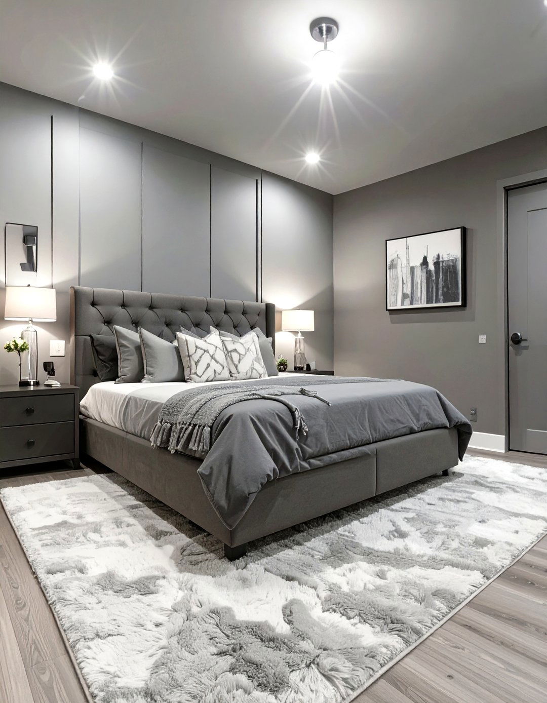 The Monochromatic Gray Basement Bedroom - 30 basement bedroom ideas